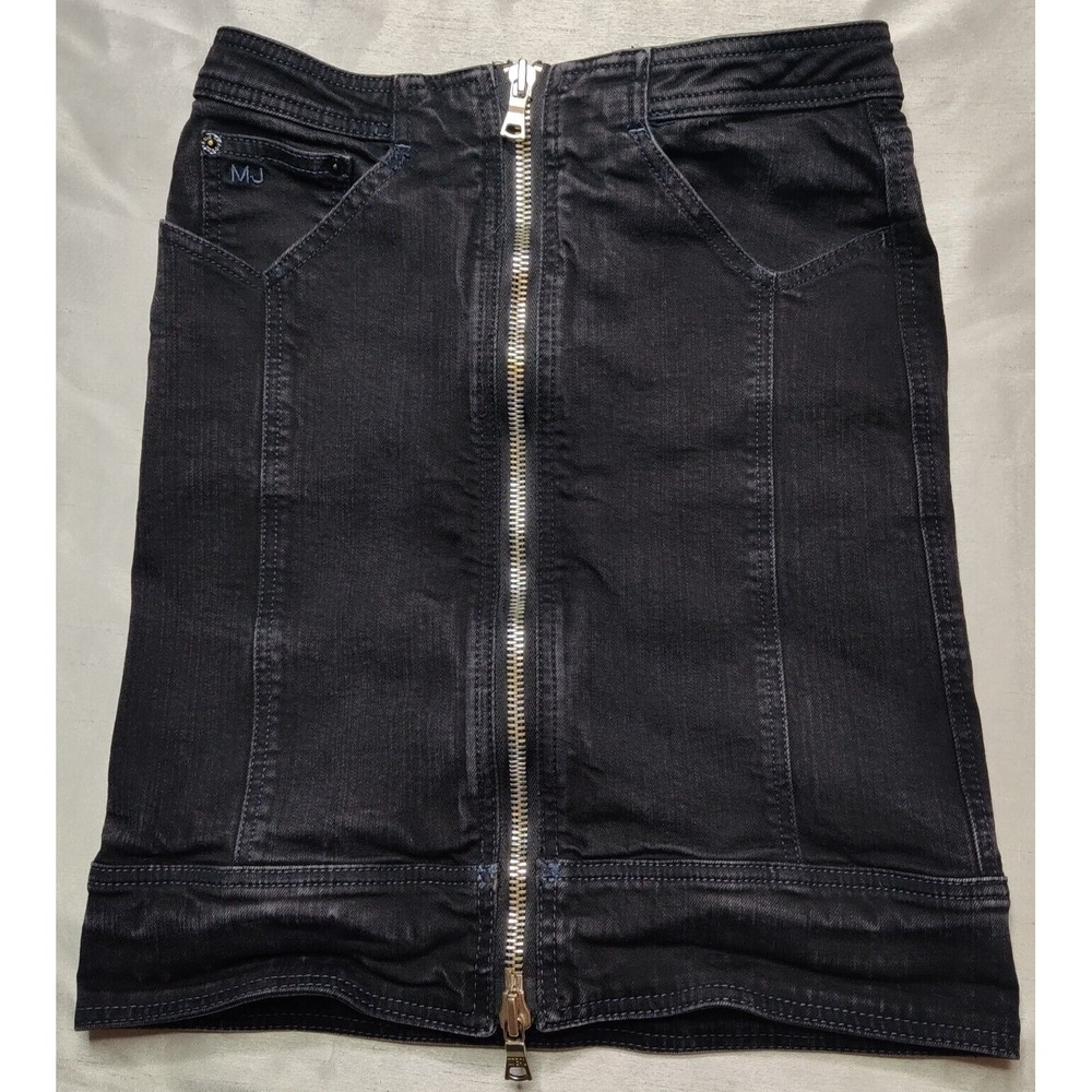MARC BY MARC JACOBS Women Size 0 Black Zip Front Stretch Denim 18" Skirt